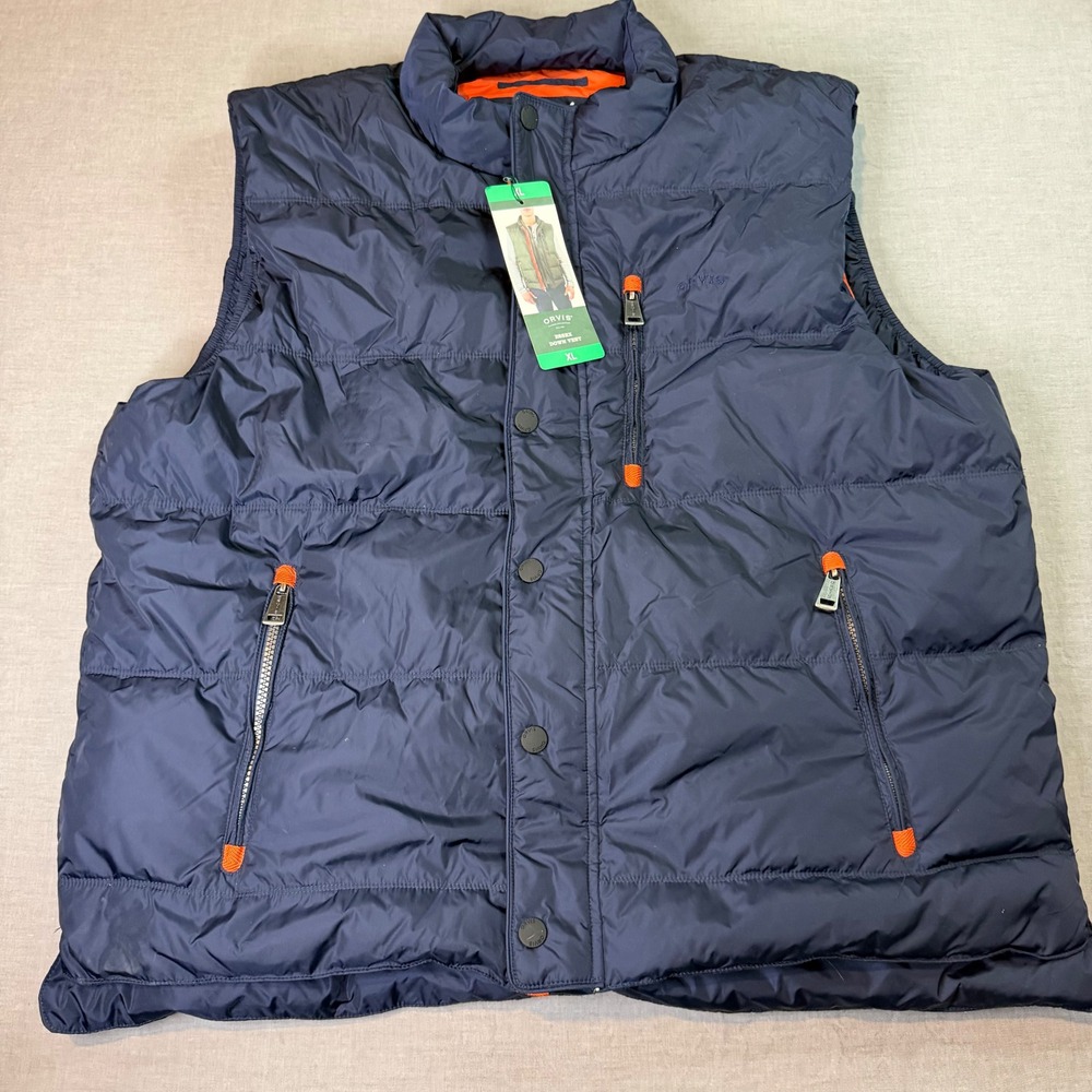 Orvis Essex Down Vest Men's XL Navy Blue NEW Puffer Jacket 214016 NWT